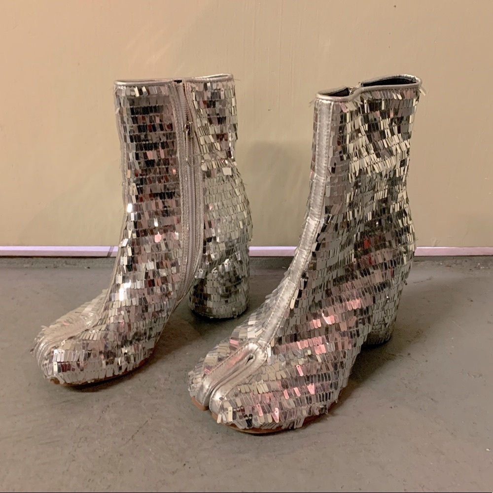 Silver Sequin Ankle Boots - Fashion Statement Booties